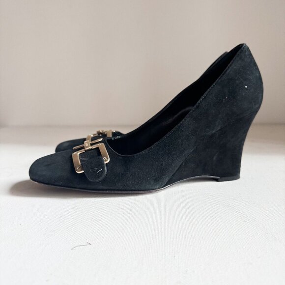 Boss Hugo Boss Black Suede Wedge Heels 37 - Picture 4 of 9